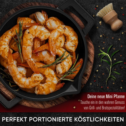 GUSSKÖNIG Gusseisen Grillpfännchen für Grill  - 2x kleine Pfanne