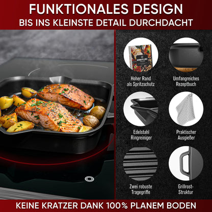 Grillpfanne mit Edelstahl Ringreiniger [26cm,30cm]