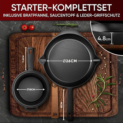 Gusseisen Topf-Set – Ideal zum Braten, Grillen & Schmoren