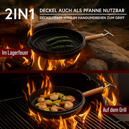 Dutch Oven mit 2in1Deckelheber und Untersetzer [5L, 7L, 9L, 12L]