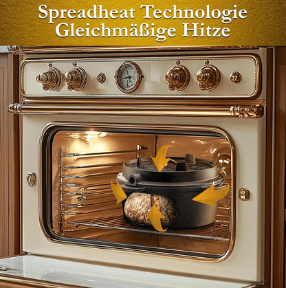 Gusseisen Brotbackform mit Deckel – inkl. Zubehör