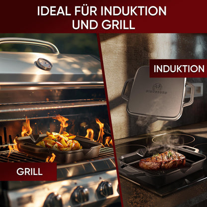 Grillpfanne mit Edelstahl Ringreiniger [26cm,30cm]