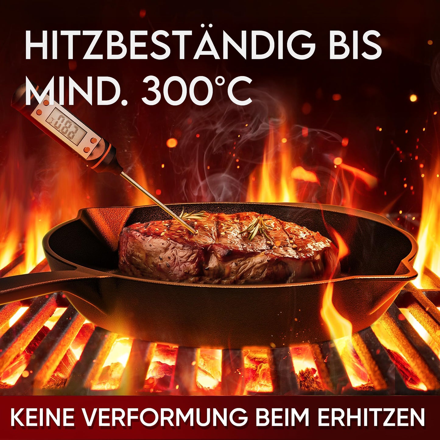 Bratpfanne mit Edelstahl Ringreiniger und Leder-Griffschutz [26cm,30cm]
