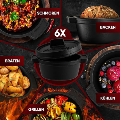 Dutch Oven Set Mini- 6x 300ml & 4x 300ml Gusseisen Mini Topf mit Deckel