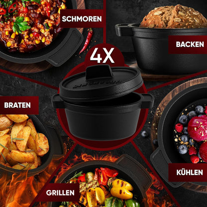 Dutch Oven Set Mini- 6x 300ml & 4x 300ml Gusseisen Mini Topf mit Deckel
