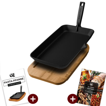 Gusseisen-Fajita-Pfanne mit Servierbrett & Griff