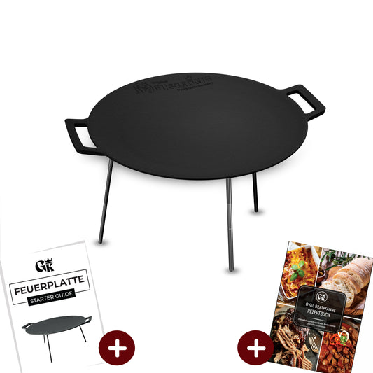 Gusseisen Grillplatte Ø42 cm mit 3 Edelstahlbeinen