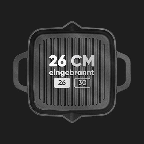 Grillpfanne mit Edelstahl Ringreiniger [26cm,30cm]