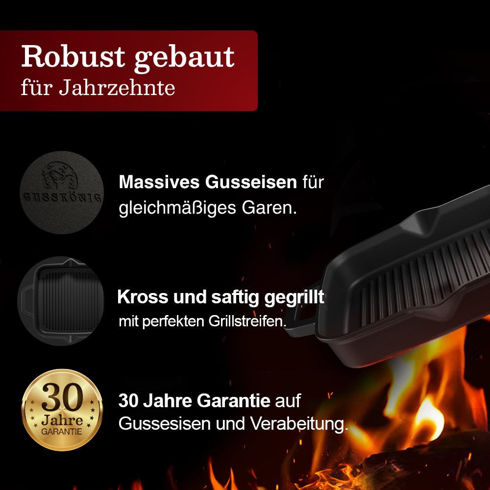 Gusseisenpfanne – robuste Grillpfanne inkl. Zubehör