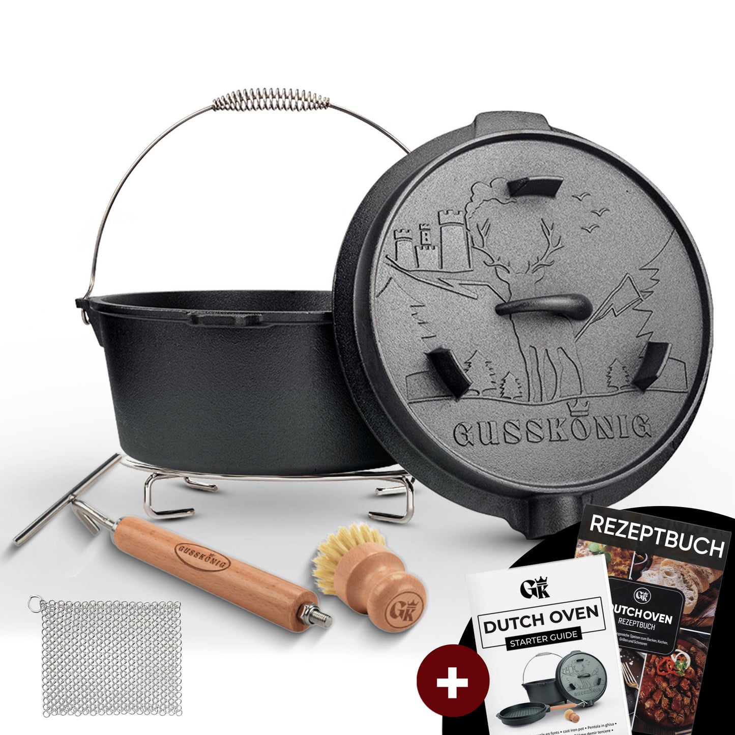 GUSSKÖNIG Dutch OvenOhne Füßen+RingreinigerGusskönig