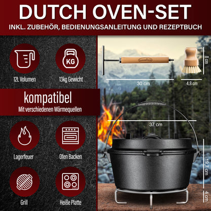 Dutch Oven mit 2in1Deckelheber und Untersetzer