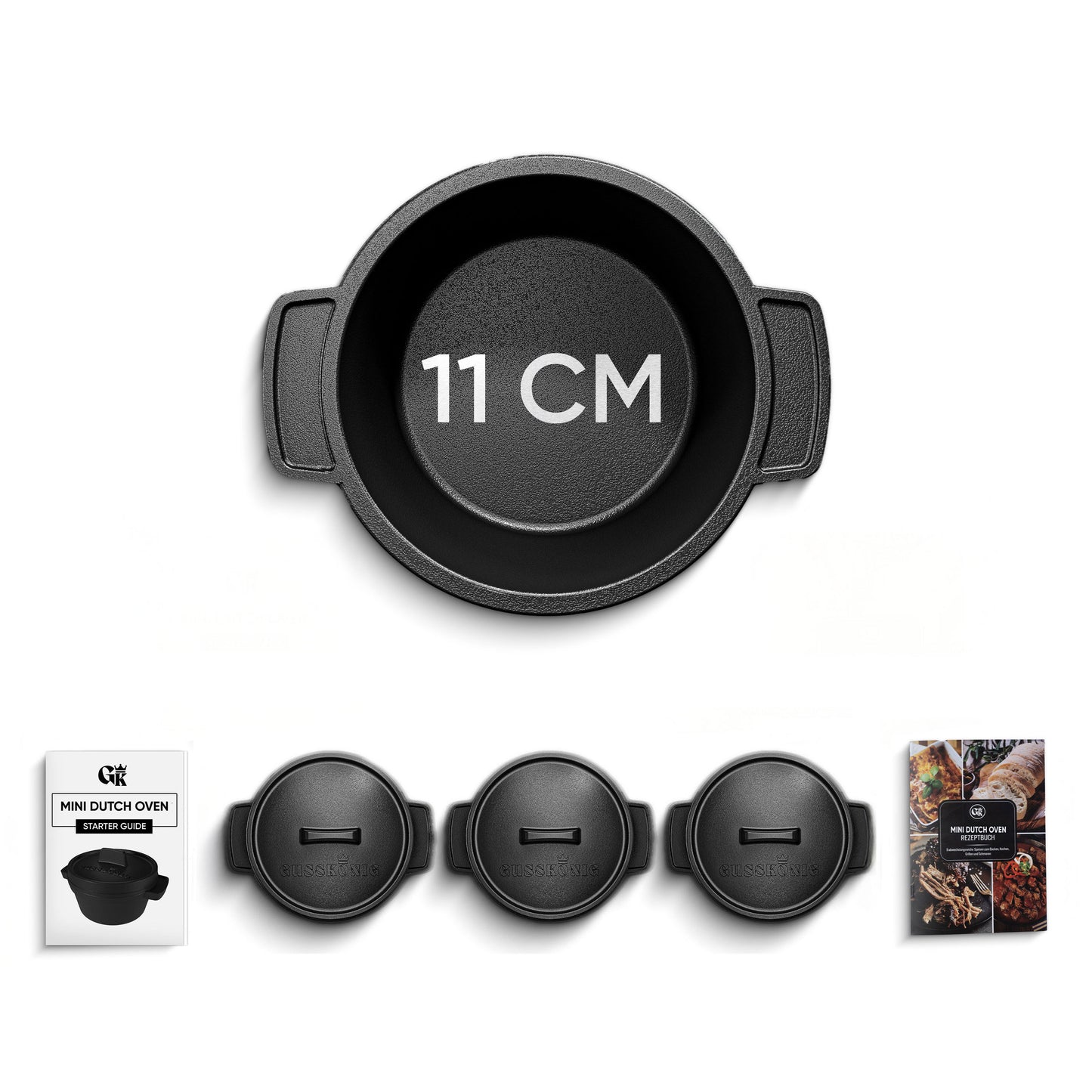 Dutch Oven Set Mini- 300ml Gusseisen Mini Topf mit Deckel