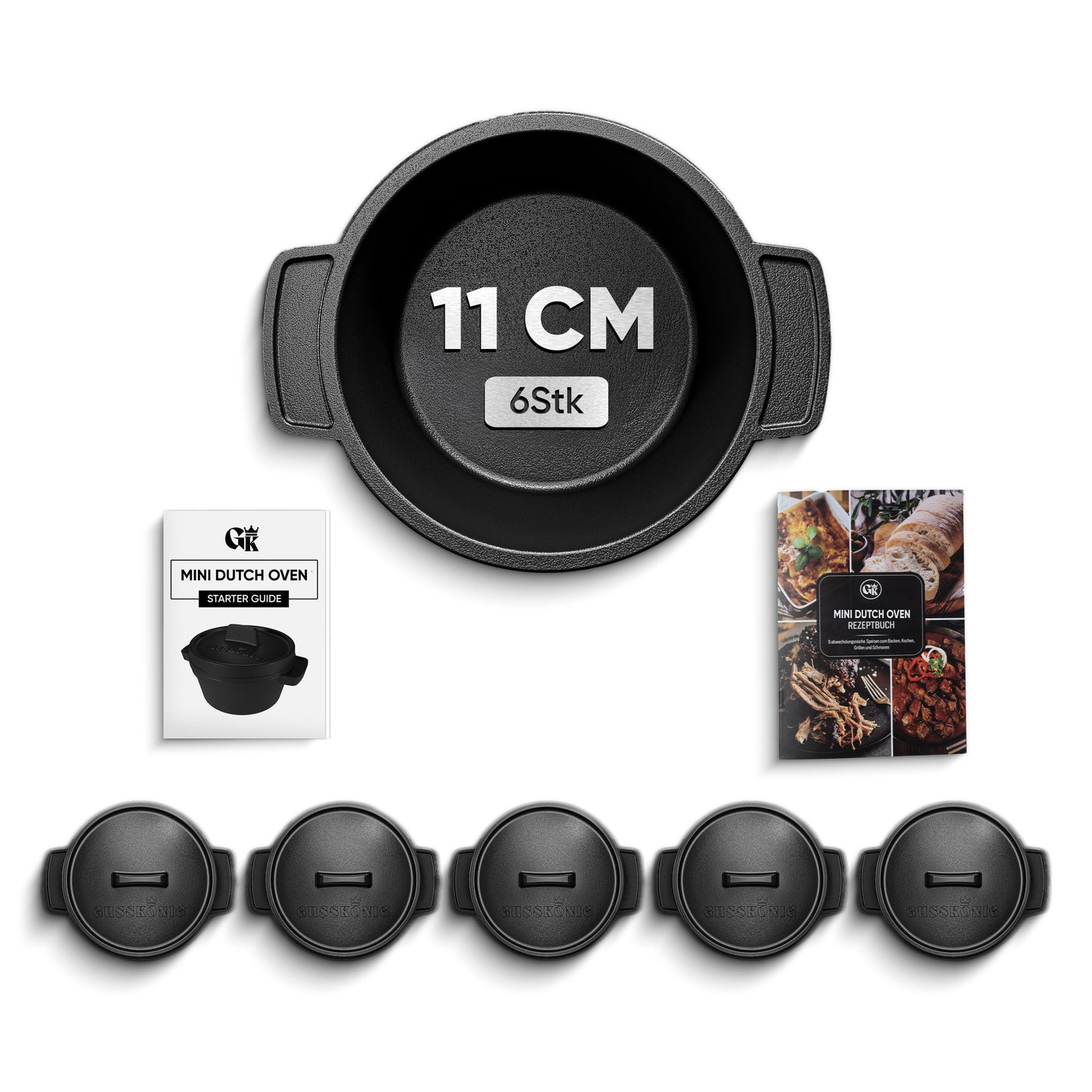 Dutch Oven Set Mini- 300ml Gusseisen Mini Topf mit Deckel