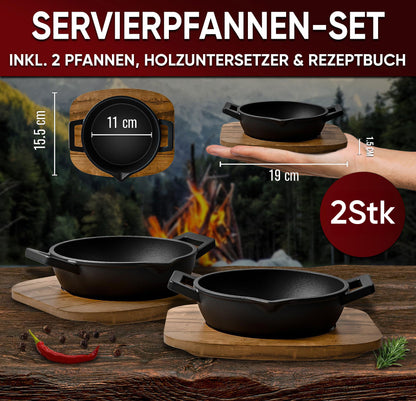 GUSSKÖNIG Gusseisen Grillpfännchen für Grill - 2Stk kleine Pfanne