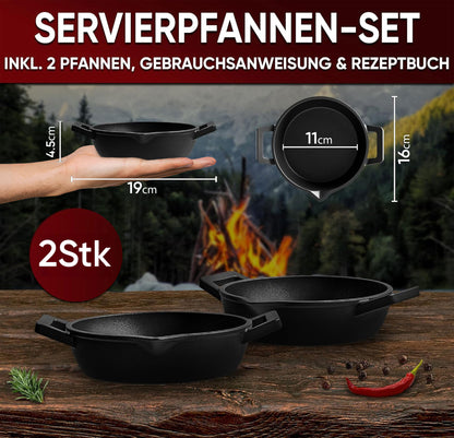 GUSSKÖNIG Gusseisen Grillpfännchen für Grill - 2Stk kleine Pfanne