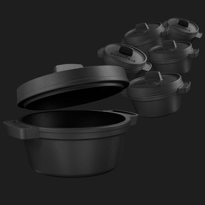 Dutch Oven Set Mini- 6x 300ml & 4x 300ml Gusseisen Mini Topf mit Deckel