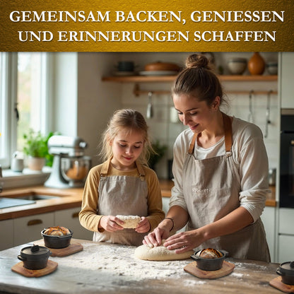 GUSSKÖNIG Mini Gusseisen Brotbackform Set – [6x, 4x] 300ml Brotbacktopf mit Deckel