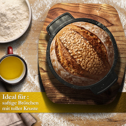 GUSSKÖNIG Mini Gusseisen Brotbackform Set – [6x, 4x] 300ml Brotbacktopf mit Deckel
