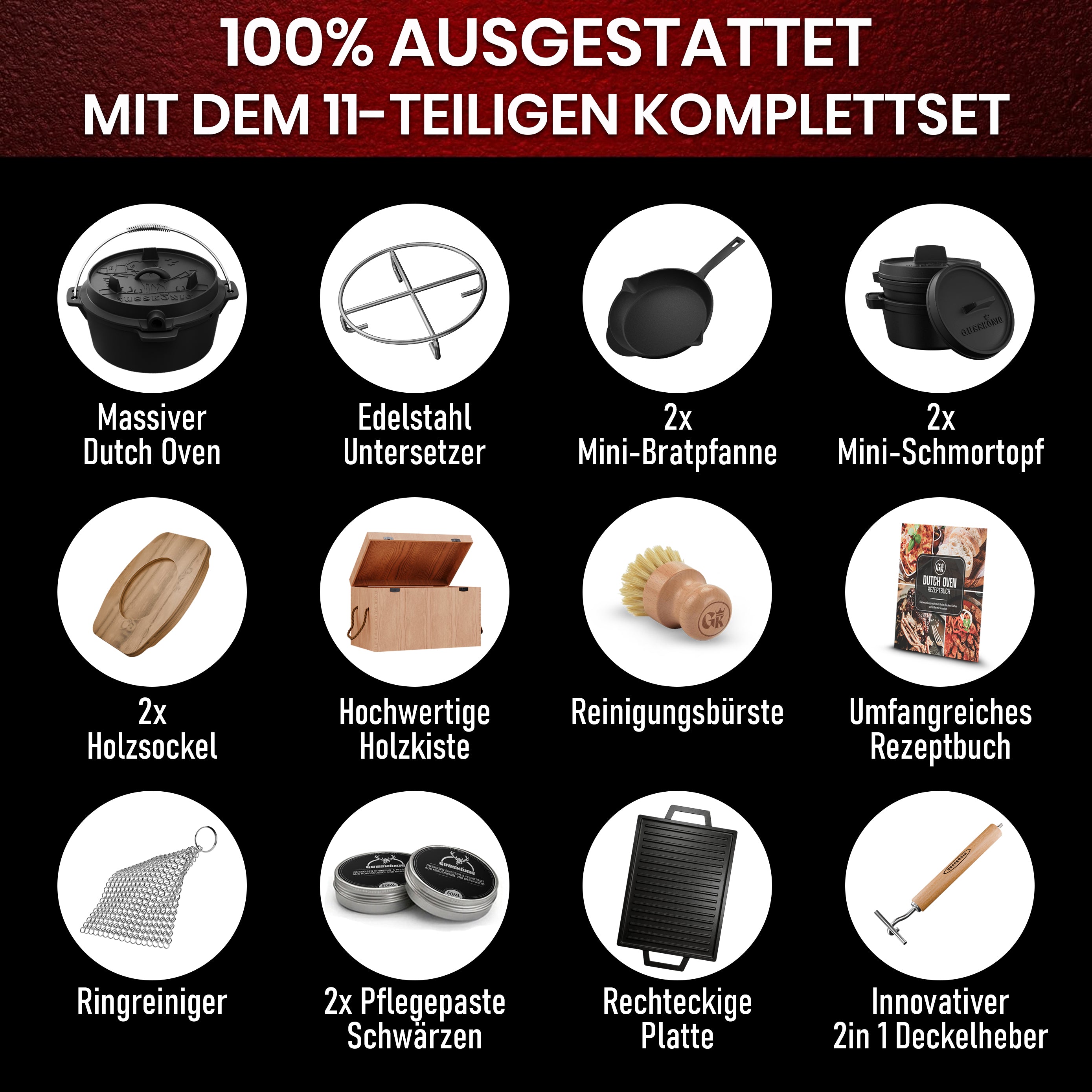 Dutch Oven Set | Gusseisen Kochgeschirr Set | GussKönig®