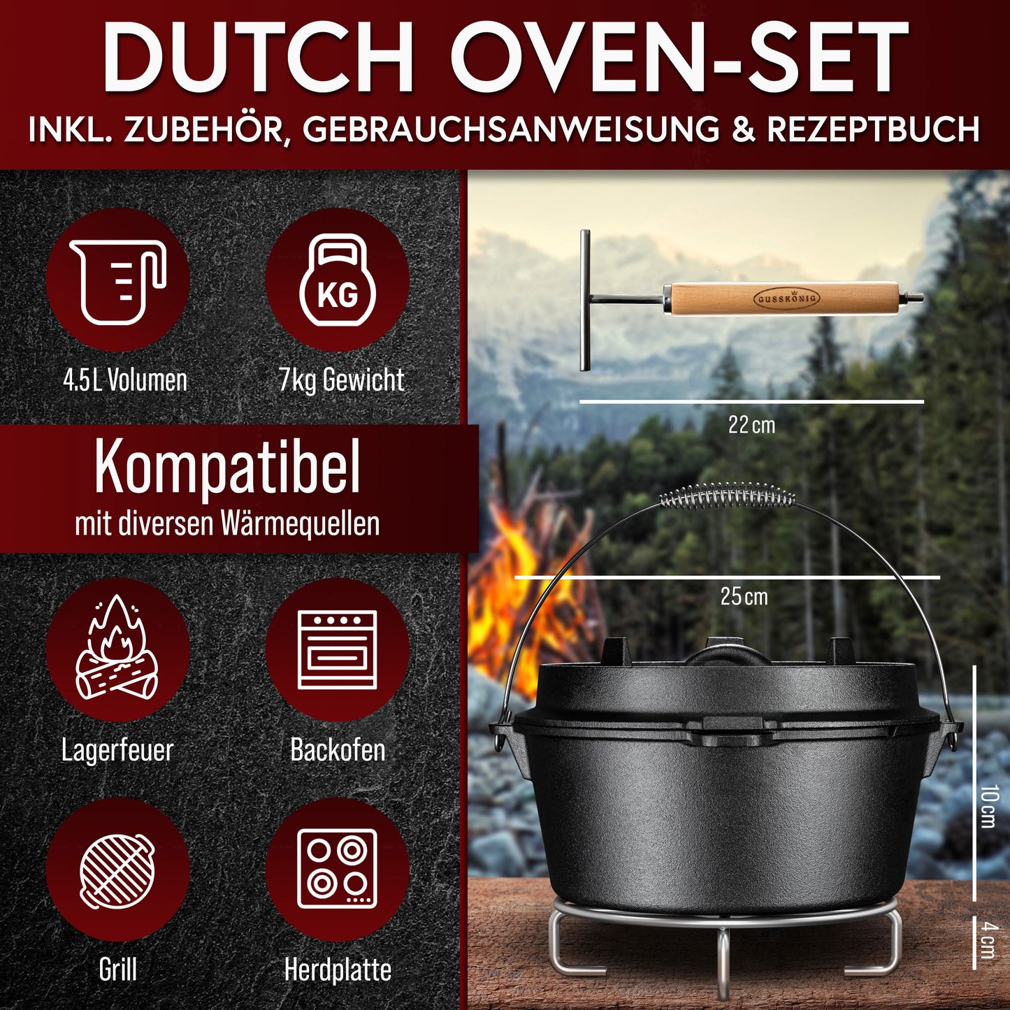 Dutch Oven Set | Gusseisen Kochgeschirr Set | GussKönig®