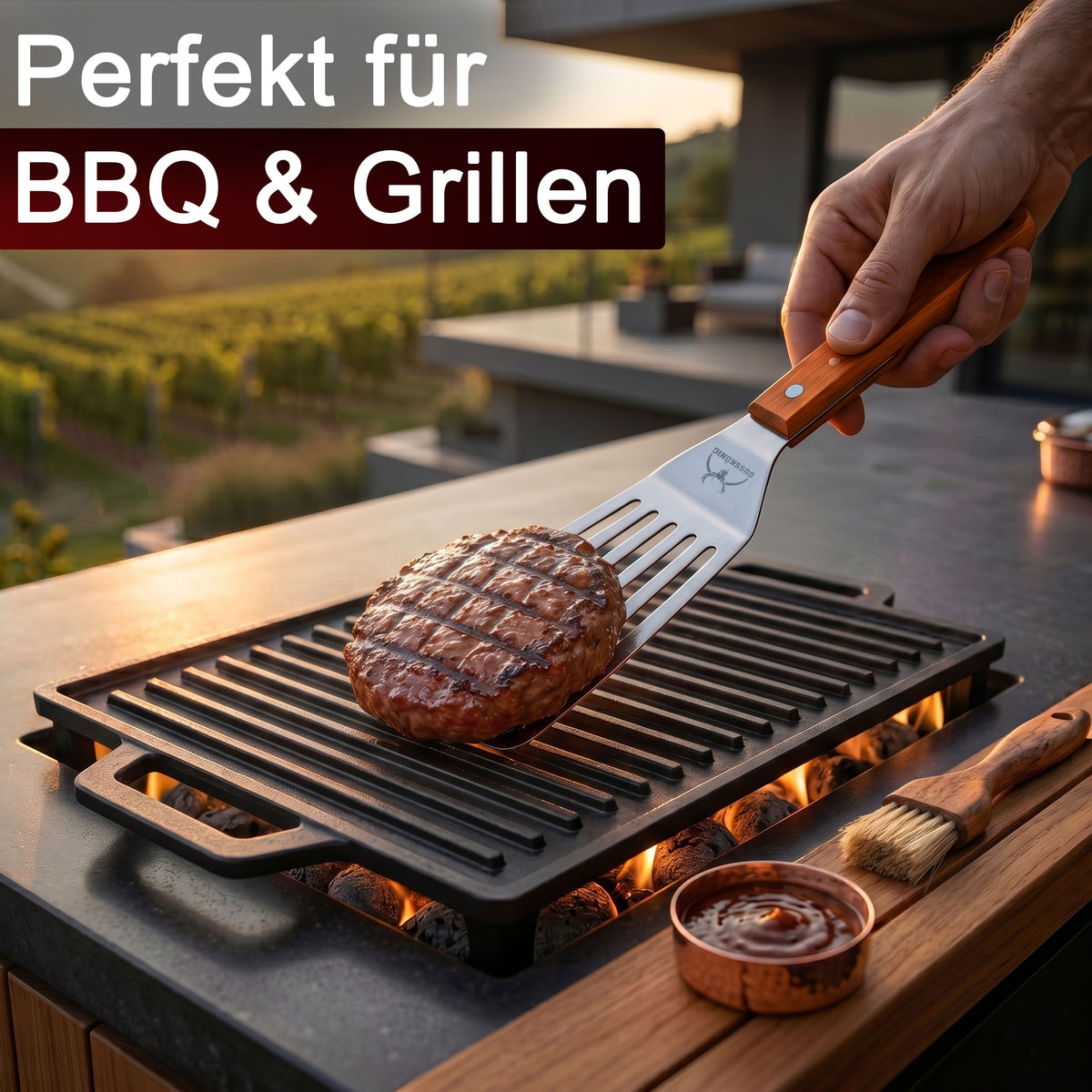 Pfannenwender Edelstahl & Grillwender | Edelstahl 420 | GussKönig® 
