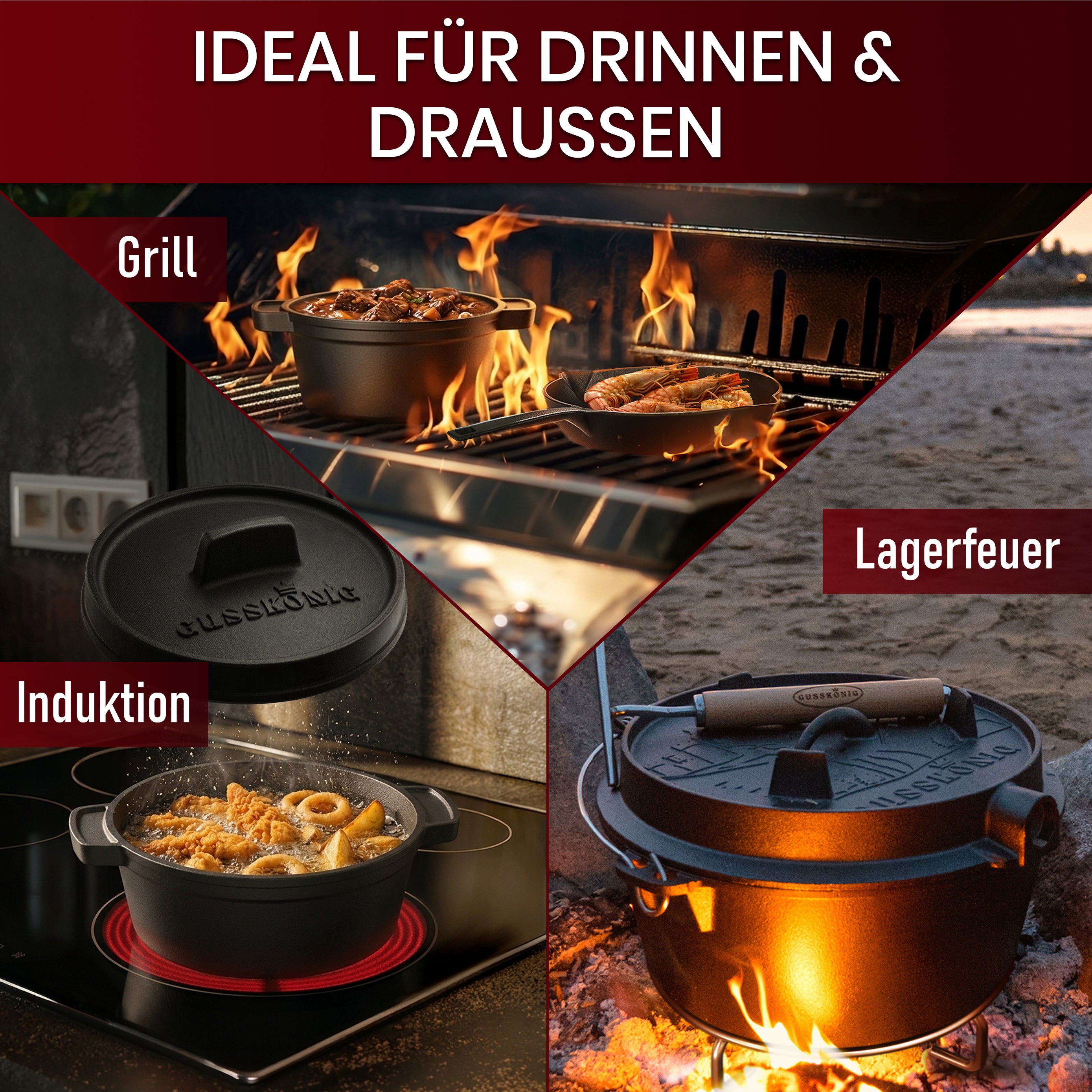 Dutch Oven Set | Gusseisen Kochgeschirr Set | GussKönig®