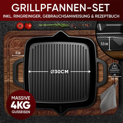Bratpfanne & GusseisenpfanneGrillpfanne+PflegepasteGusskönig
