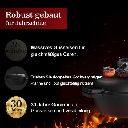 Dutch Oven 2in1Mit PflegepasteGusskönig
