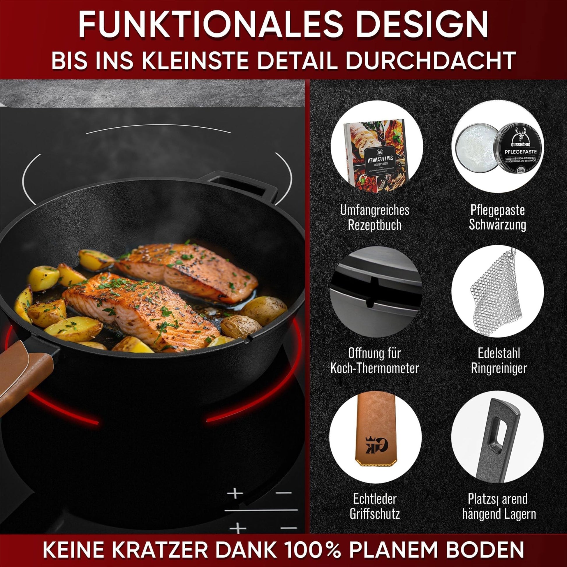 Dutch Oven 2in1Mit PflegepasteGusskönig