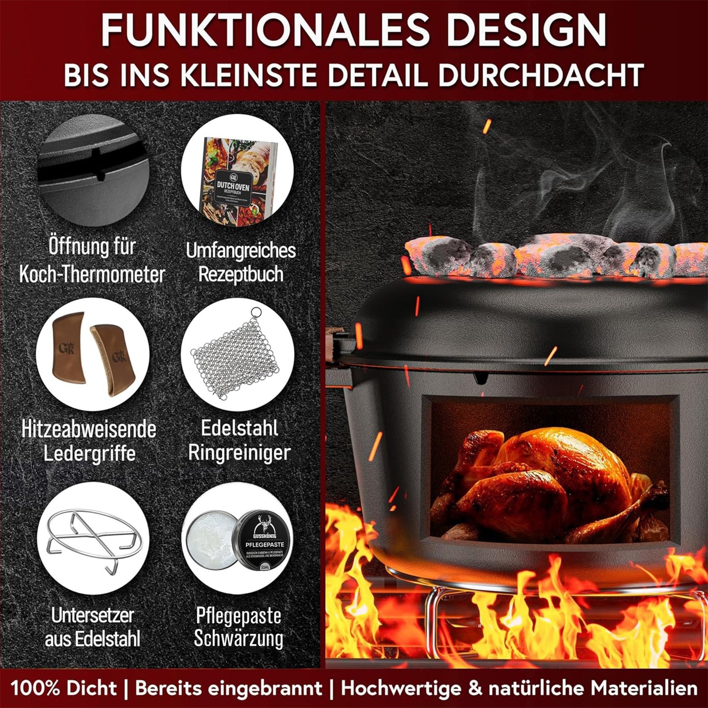 Dutch Oven 2in1Mit PflegepasteGusskönig