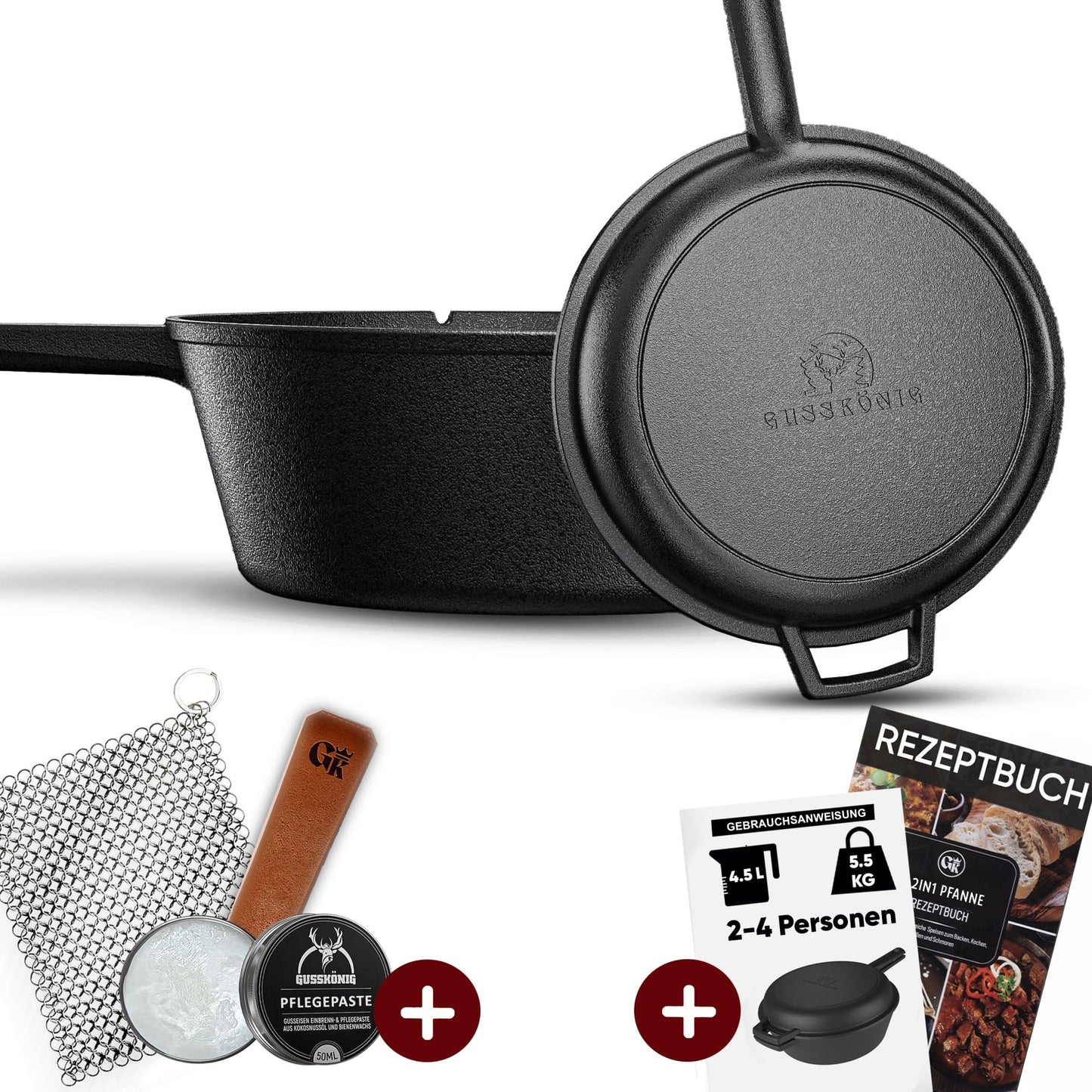 Dutch Oven 2in1Mit PflegepasteGusskönig