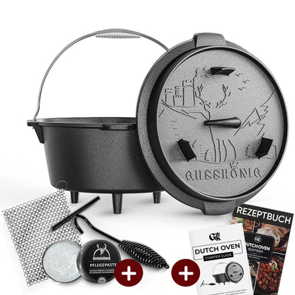 Dutch Oven KlassischMit Füßen+PflegepasteGusskönig