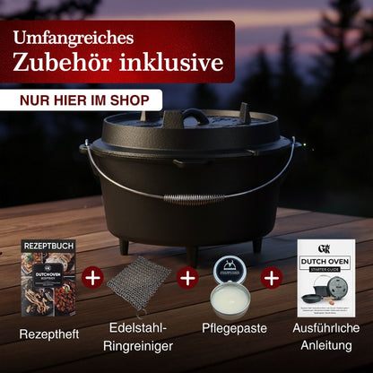 Dutch Oven KlassischMit Füßen+PflegepasteGusskönig