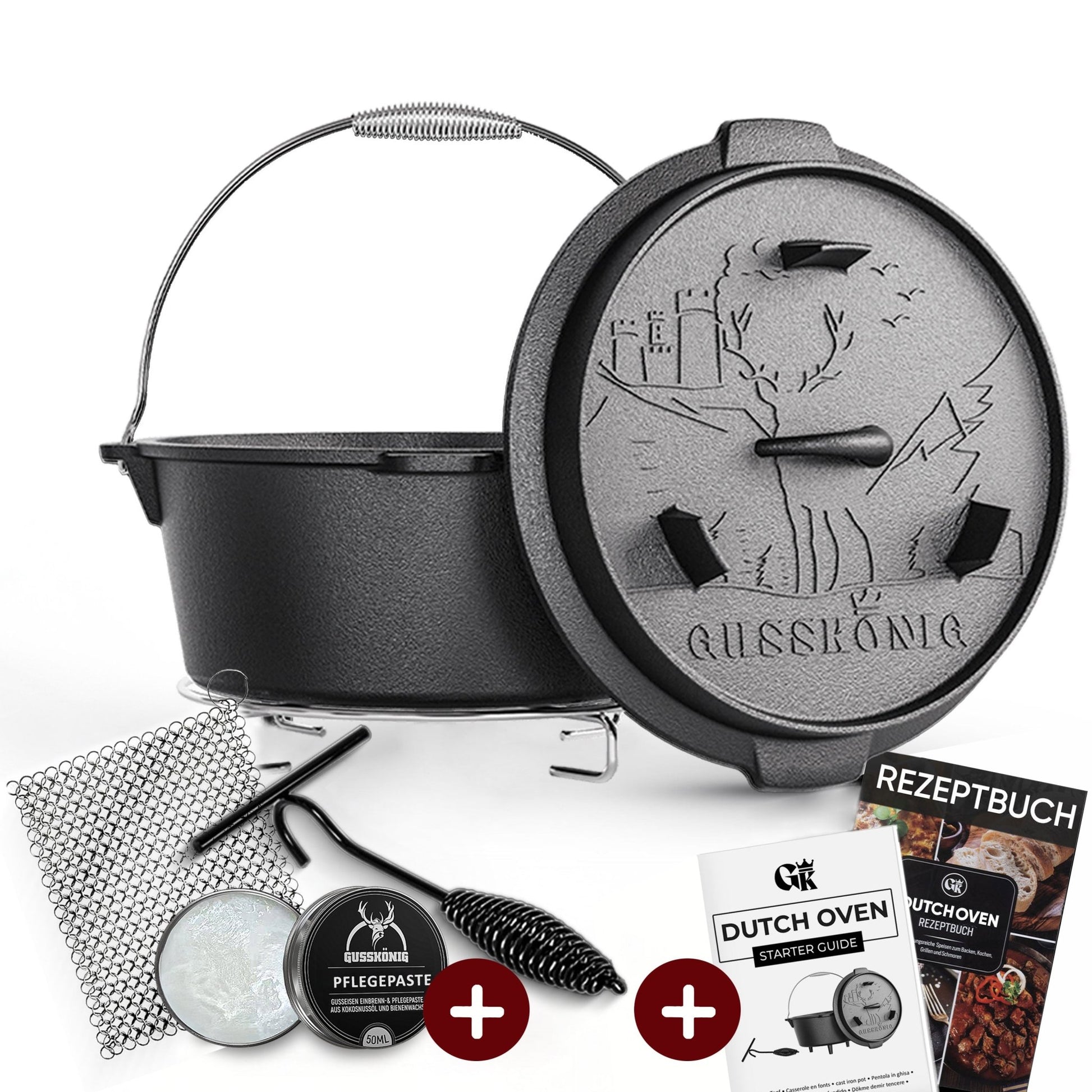 Dutch Oven KlassischOhne Füßen+PflegepasteGusskönig