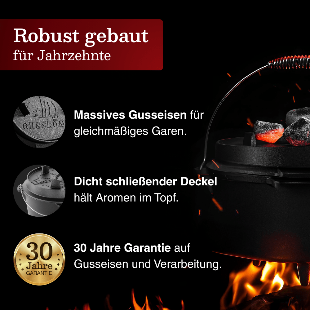 Dutch Oven KlassischMit Füßen+PflegepasteGusskönig