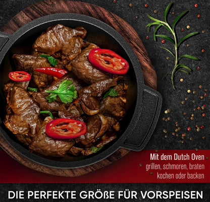 Dutch Oven Set Mini- 300ml Gusseisen Mini Topf mit DeckelOhne PflegepasteGusskönig