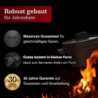 Dutch Oven Set Mini- 300ml Gusseisen Mini Topf mit DeckelMit PflegepasteGusskönig