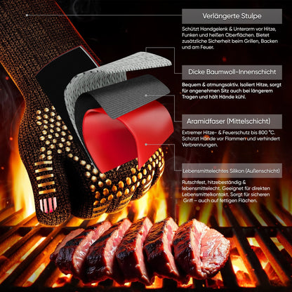 Grillhandschuhe hitzebeständig – Aramid, Indoor & OutdoorSmallGusskönig