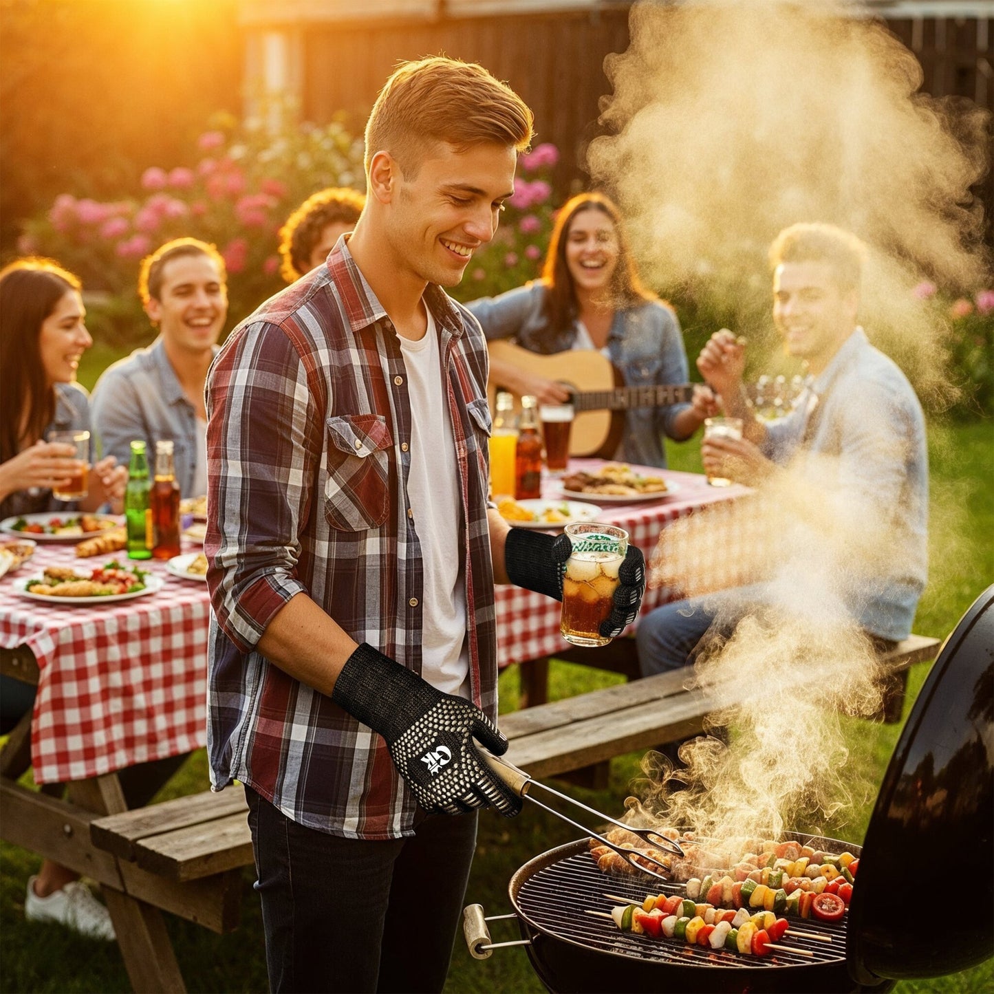 Grillhandschuhe hitzebeständig – Aramid, Indoor & OutdoorX - Small RotGusskönig