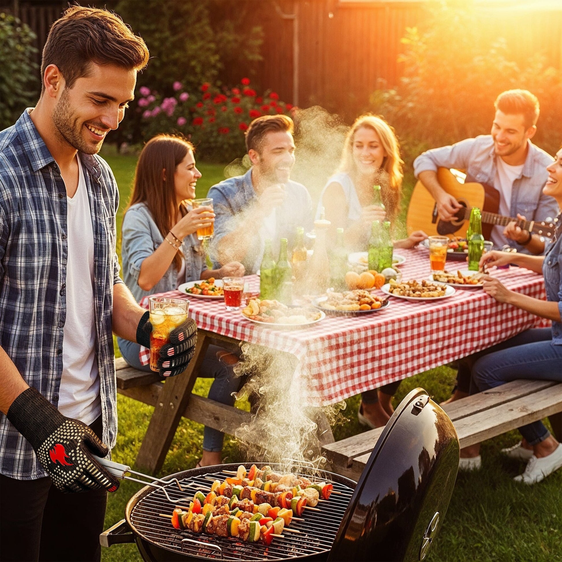 Grillhandschuhe hitzebeständig – Aramid, Indoor & OutdoorMediumGusskönig