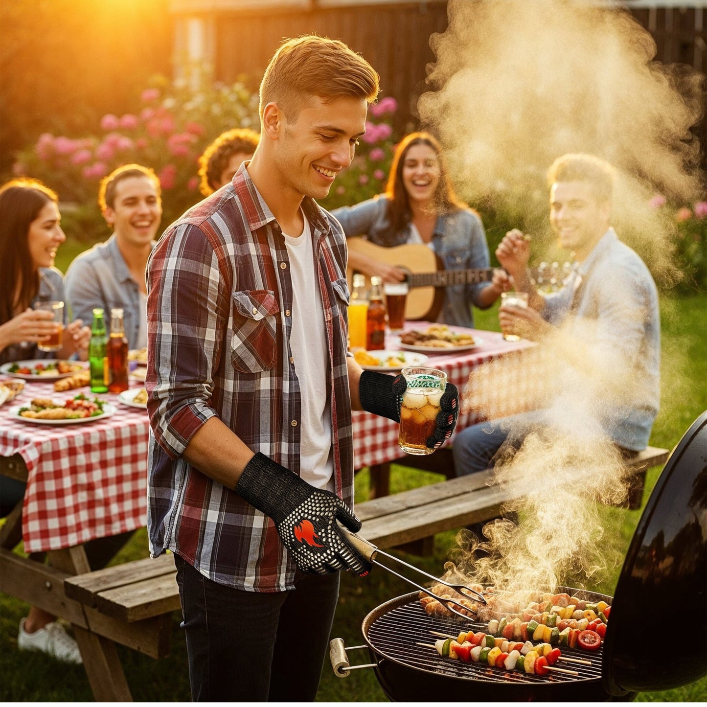 Grillhandschuhe hitzebeständig – Aramid, Indoor & OutdoorX - Small RotGusskönig