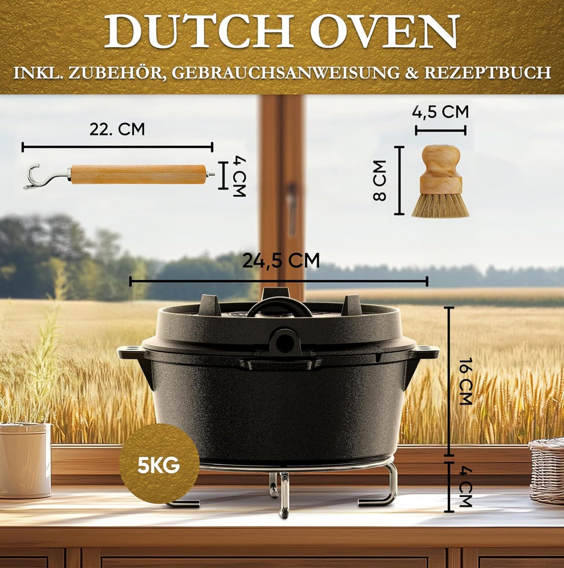 Gusseisen Brotbackform mit Deckel – inkl. ZubehörOhne GärkörbchenGusskönig