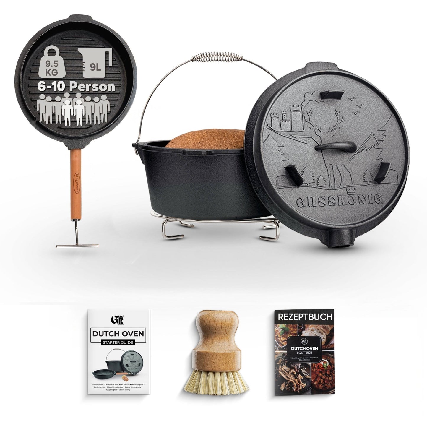 Gusseisen Brotbackform mit Deckel – inkl. ZubehörOhne GärkörbchenGusskönig