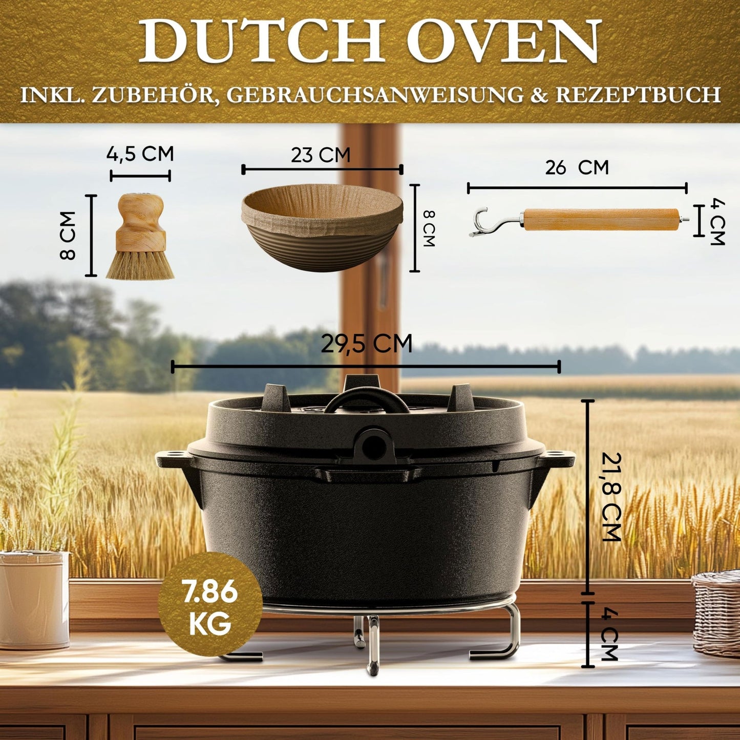 Gusseisen Brotbackform mit Deckel – inkl. ZubehörMit GärkörbchenGusskönig
