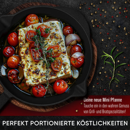 Gusseisen-Grillpfännchen 6er Set – Mini-PfannenMit PflegepasteGusskönig