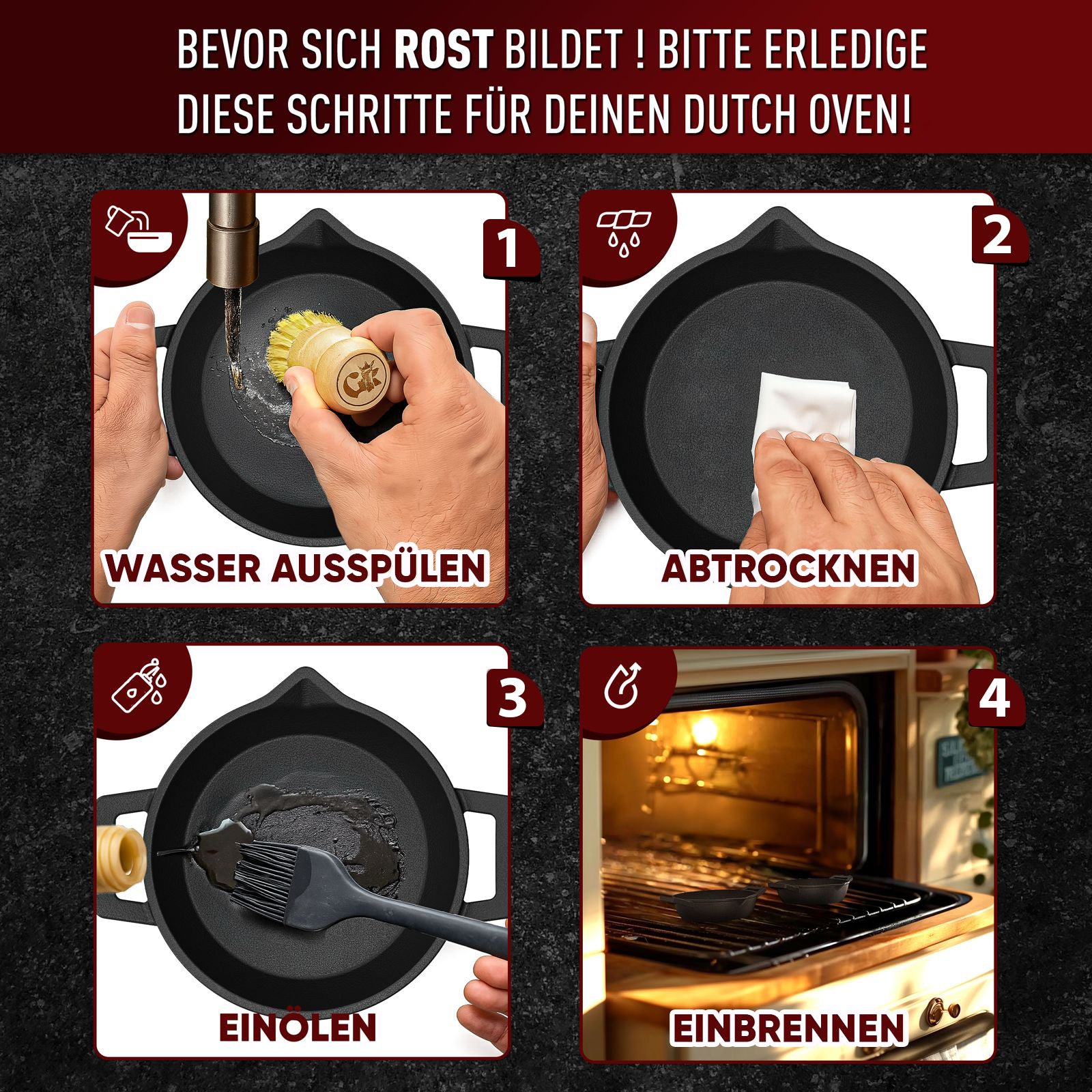 Gusseisen-Grillpfännchen – Kleine PfanneMit PflegepasteGusskönig