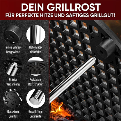 Gusseisen Grillrost Ø30 cm mit Beinen – DreibeinOhne PflegepasteGusskönig