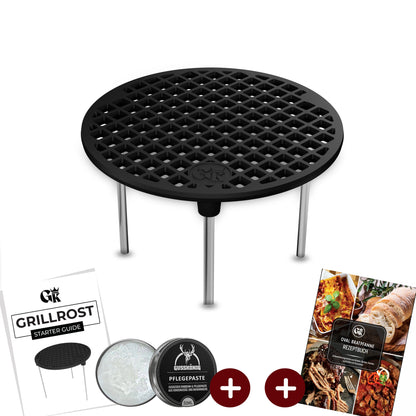 Gusseisen Grillrost Ø30 cm mit Beinen – DreibeinMit PflegepasteGusskönig