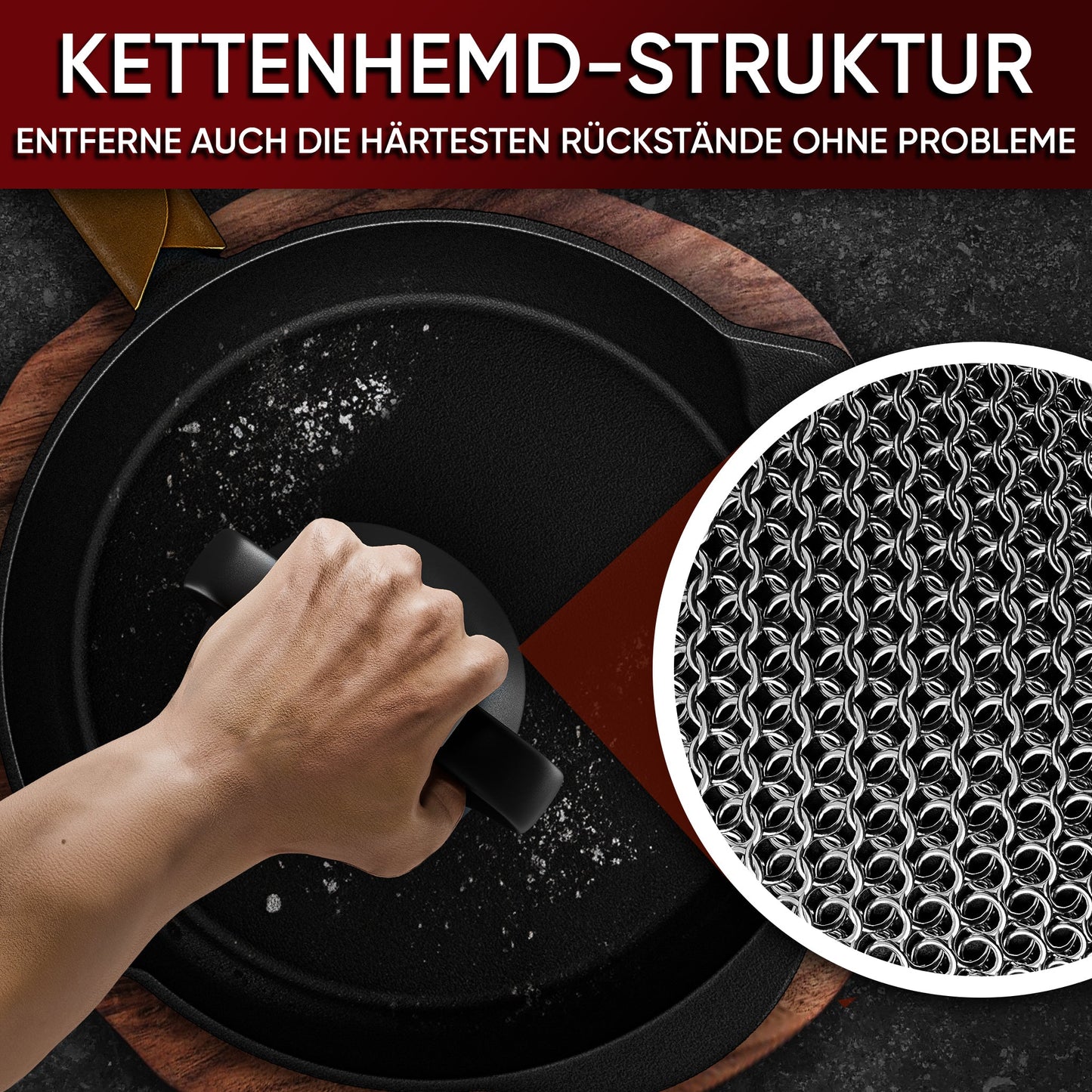 Gusseisen Ringreiniger mit Silikongriff – Patina - schonendGusskönig