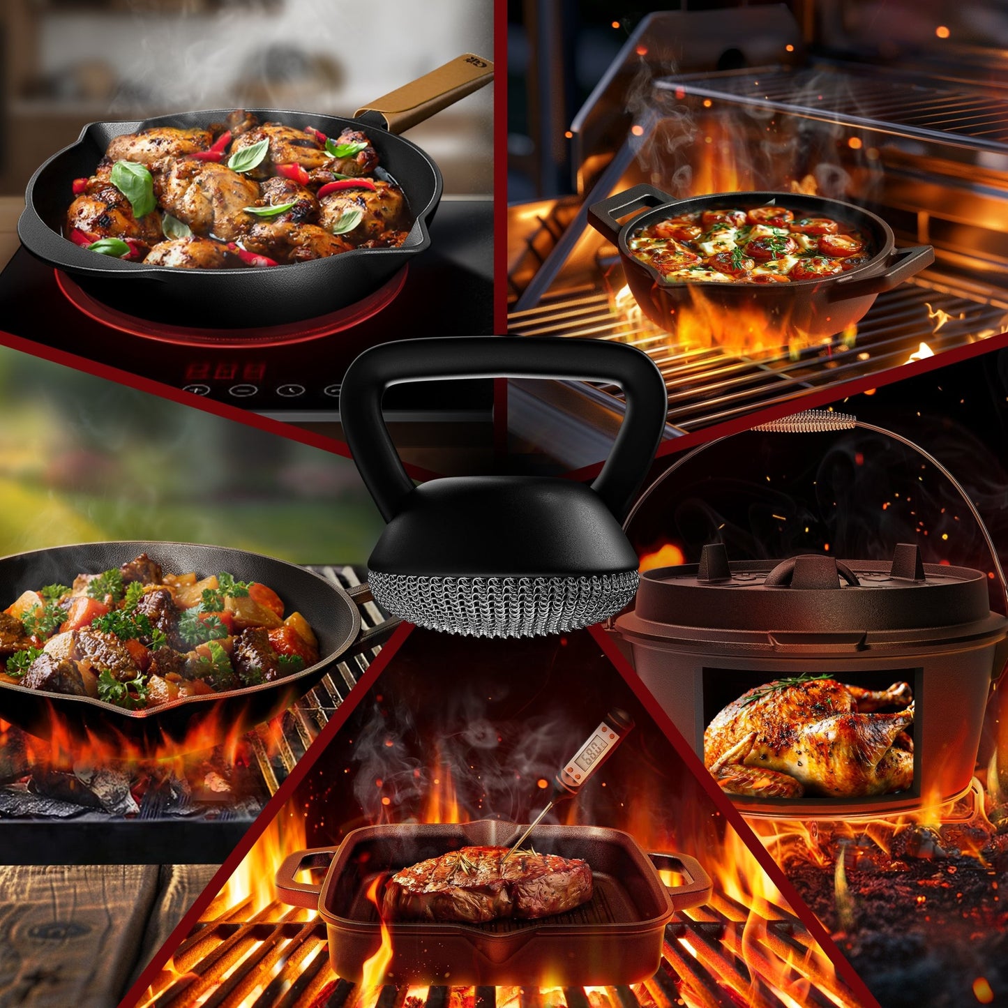 Gusseisen Ringreiniger mit Silikongriff – Patina - schonendGusskönig